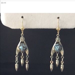 Sterling &14K turquoise Native American earrings
